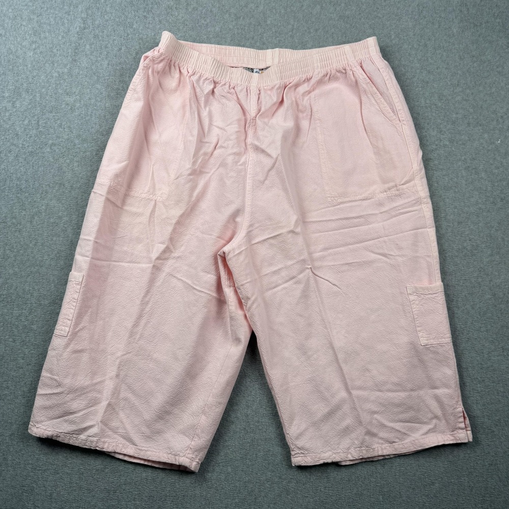 Sea Breeze Of California Pants Womens 3X Pink Cargo Capri Pull On Crop Beachy